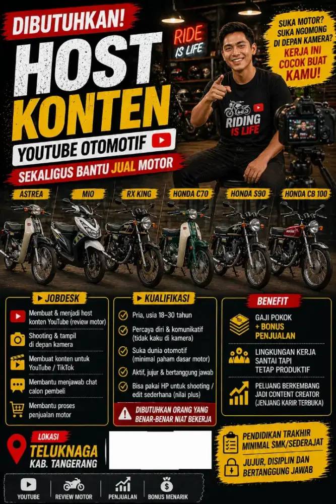 Lowongan Kerja Host Konten YouTube