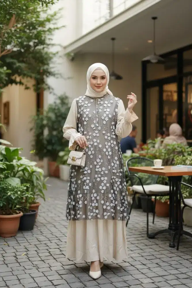 gamis binor, gamis rompi, gamis mewah