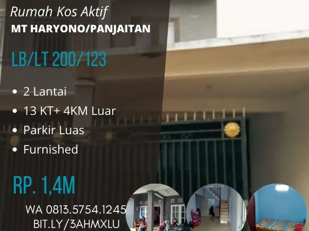 Kos putri aktif dijual di Malang 13kt kawasan suhat UB 1,4M