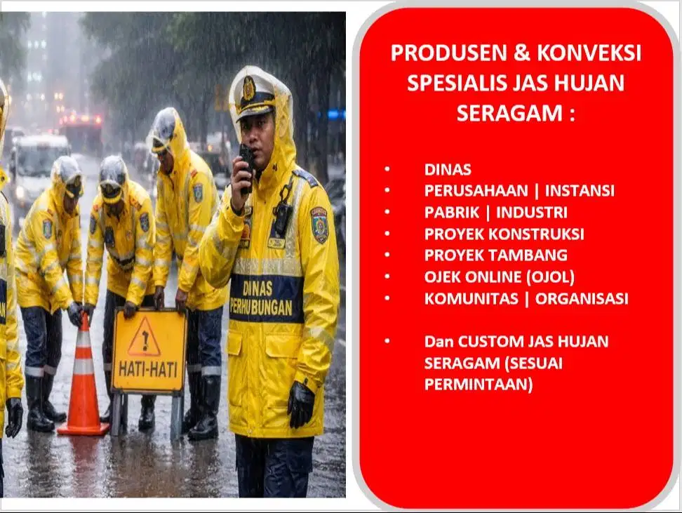 Jas Hujan Seragam Dinas Proyek atau Custom Sesuai Permintaan