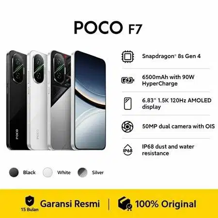 POCO F7 (12/512GB) | Garansi Resmi | Black | Snapdragon 8s Gen 4