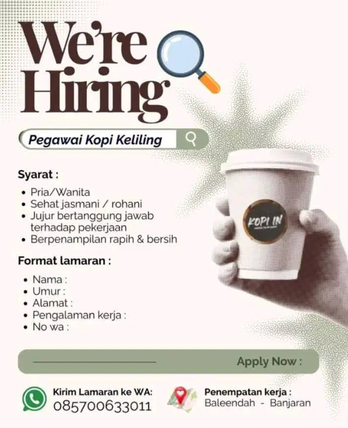 Loker penjual kopi keliling menggunakan sepeda listrik