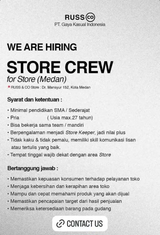 Dicari cowok yang mau kerja