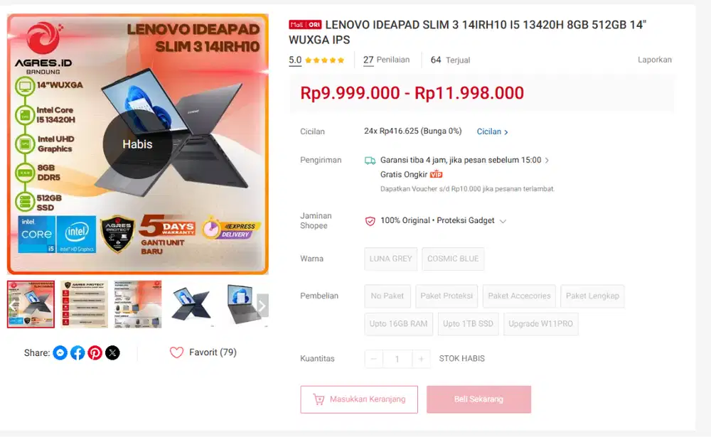 LENOVO IDEAPAD 14IRH10 I5 13420H RAM 16GB SSD 512GB 14 WUXGA IPS,