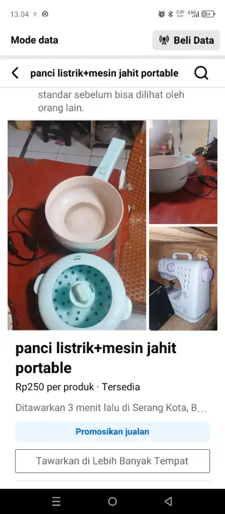 mesin jahit portable dan panci listrik