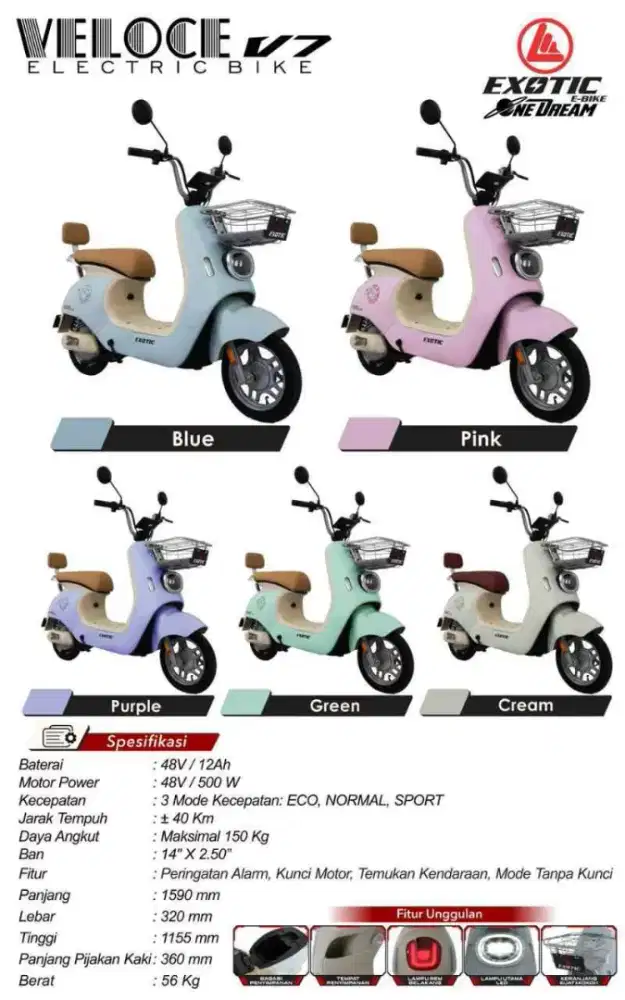 SEPEDA LISTRIK EXOTIC VELOCE V7