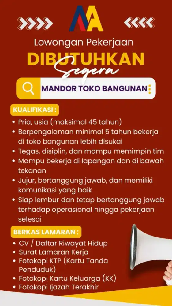 LOWONGAN PEKERJAAN, URGENT!!!