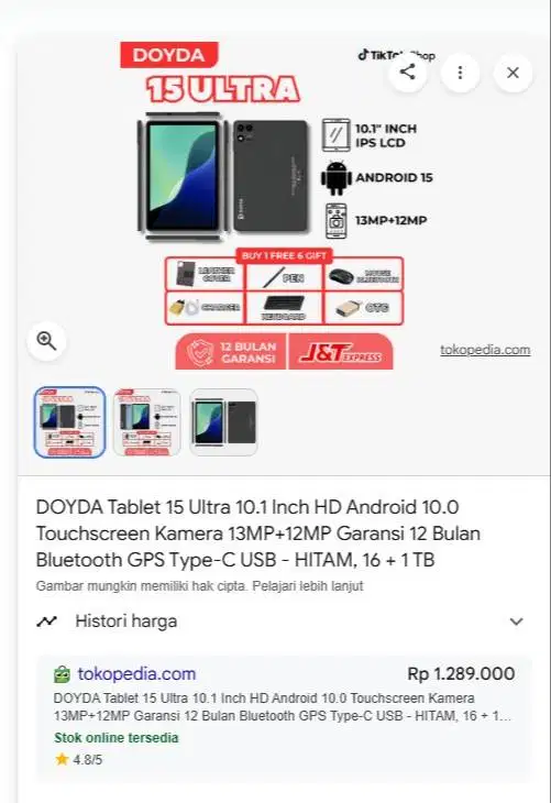 DOYDA Tablet 15 Ultra 10.1 Inch HD Android 10.0 Touchscreen Kamera 13M