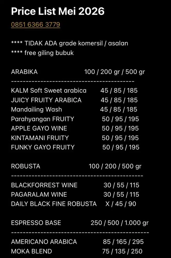 Kopi Biji Kopi Bubuk Robusta Arabika