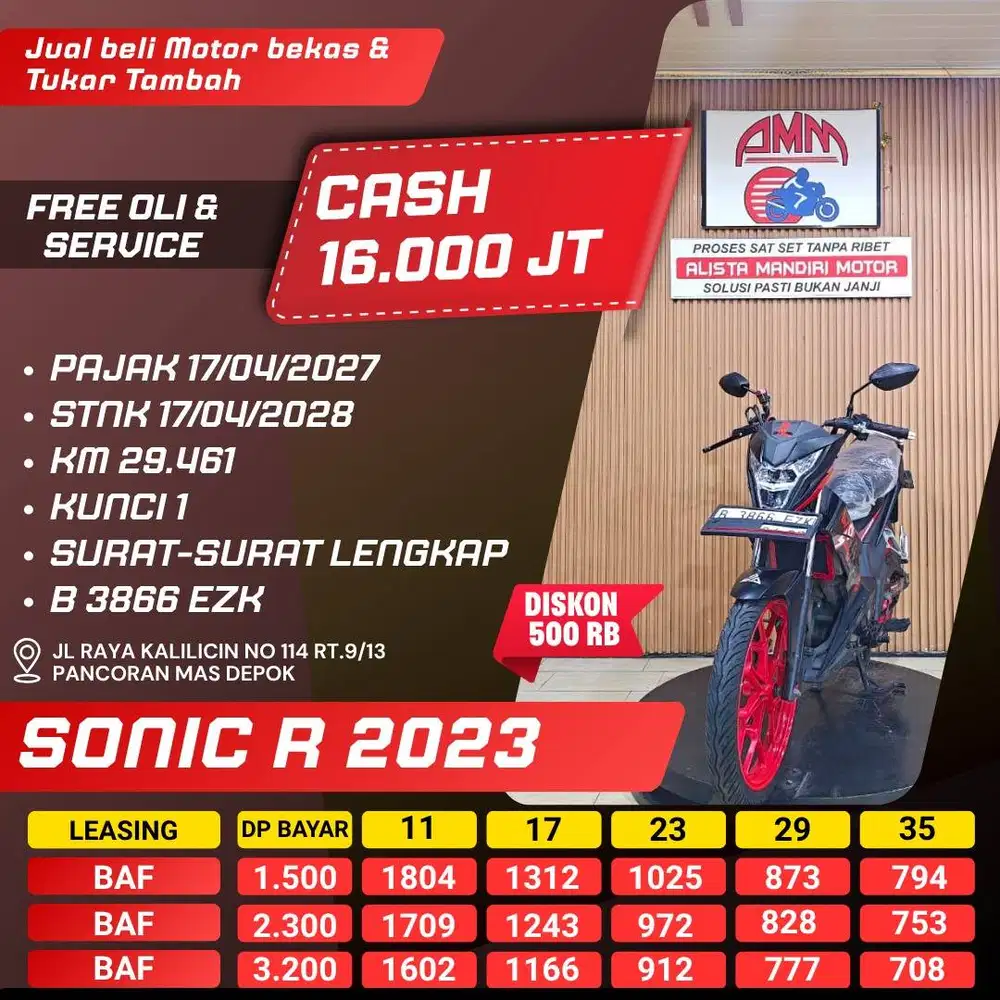 SONIC R 2023 PAJAK HIDUP CASH / KREDIT PAYLATER KARTU KREDIT ALISTA