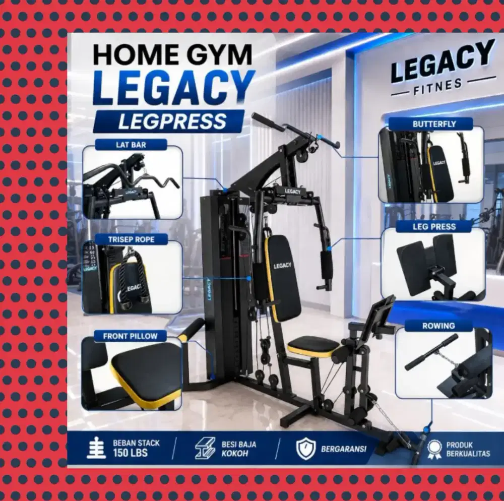 Homegym 1 sisi Legacy Legpress 75kg alat fitnes PLL-529