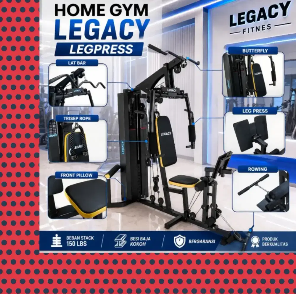 Homegym 1 sisi Legacy Legpress 75kg alat fitnes PLL-529