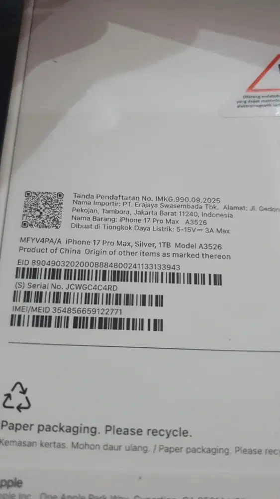 Iphone 17pro max 1 tb