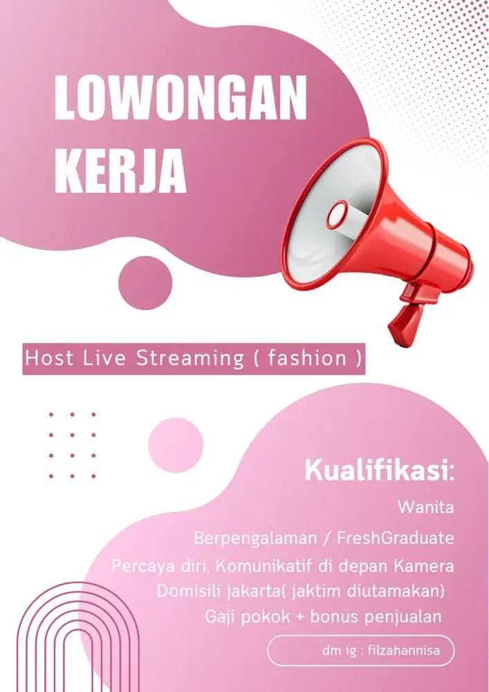 INFO LOKER HOST LIVE STREAMING