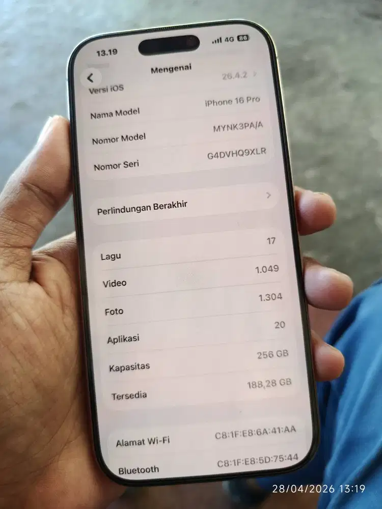 IPHONE 16 PRO 256GB IBOX MILIK PRIBADI