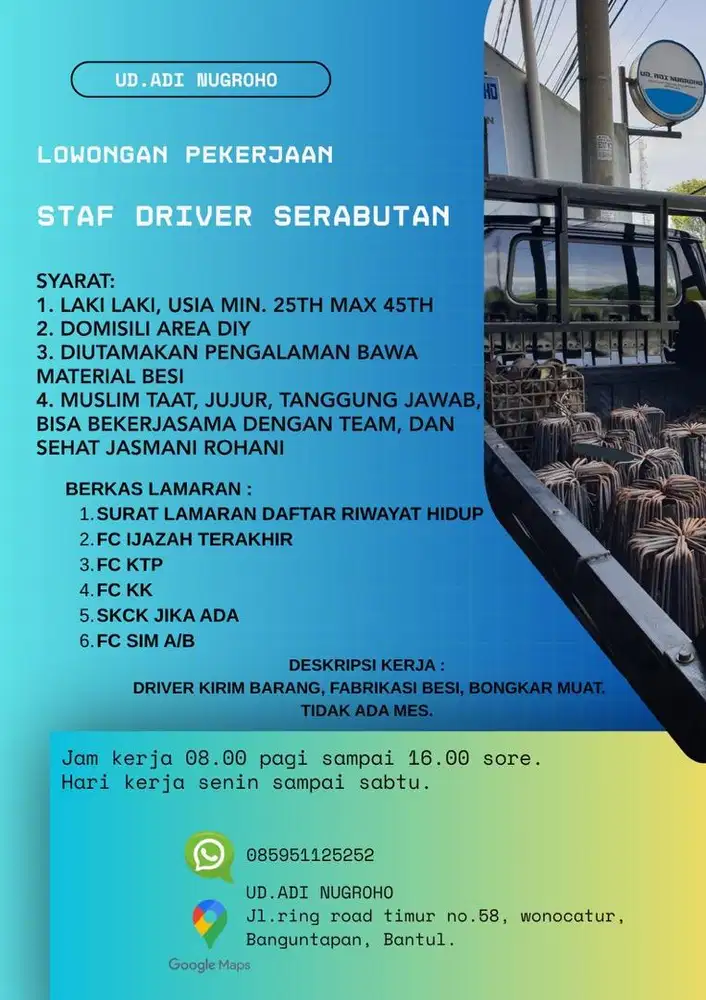 Driver serabutan toko besi