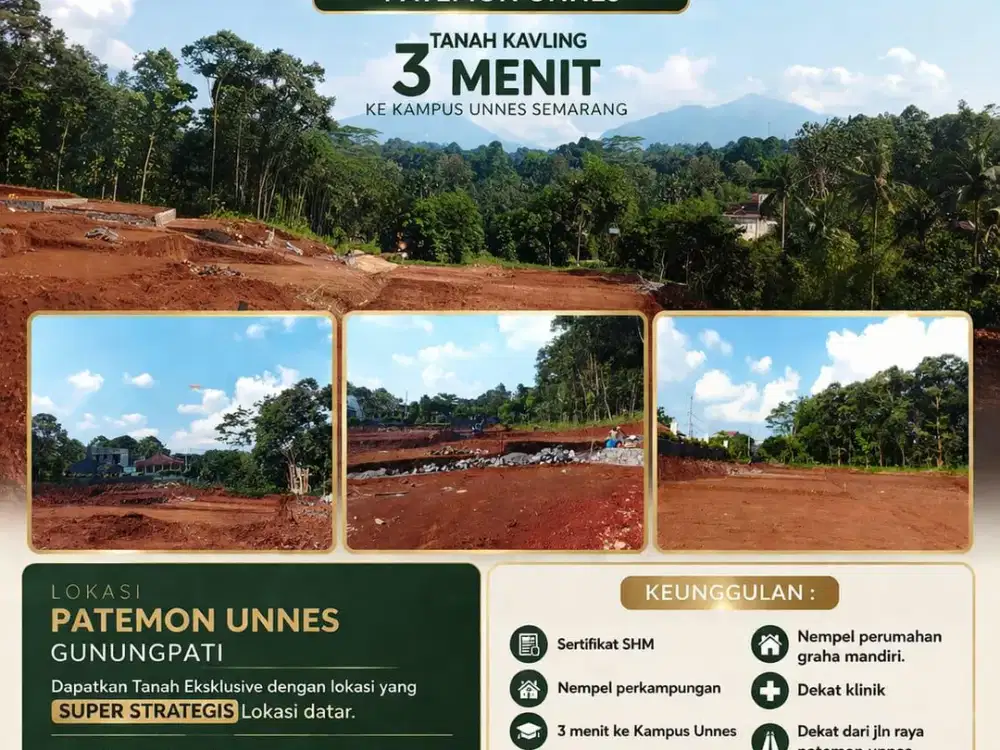 Tanah kavling Premium hanya 3 menit dari UNNES harga murah bisa ditempo SHM