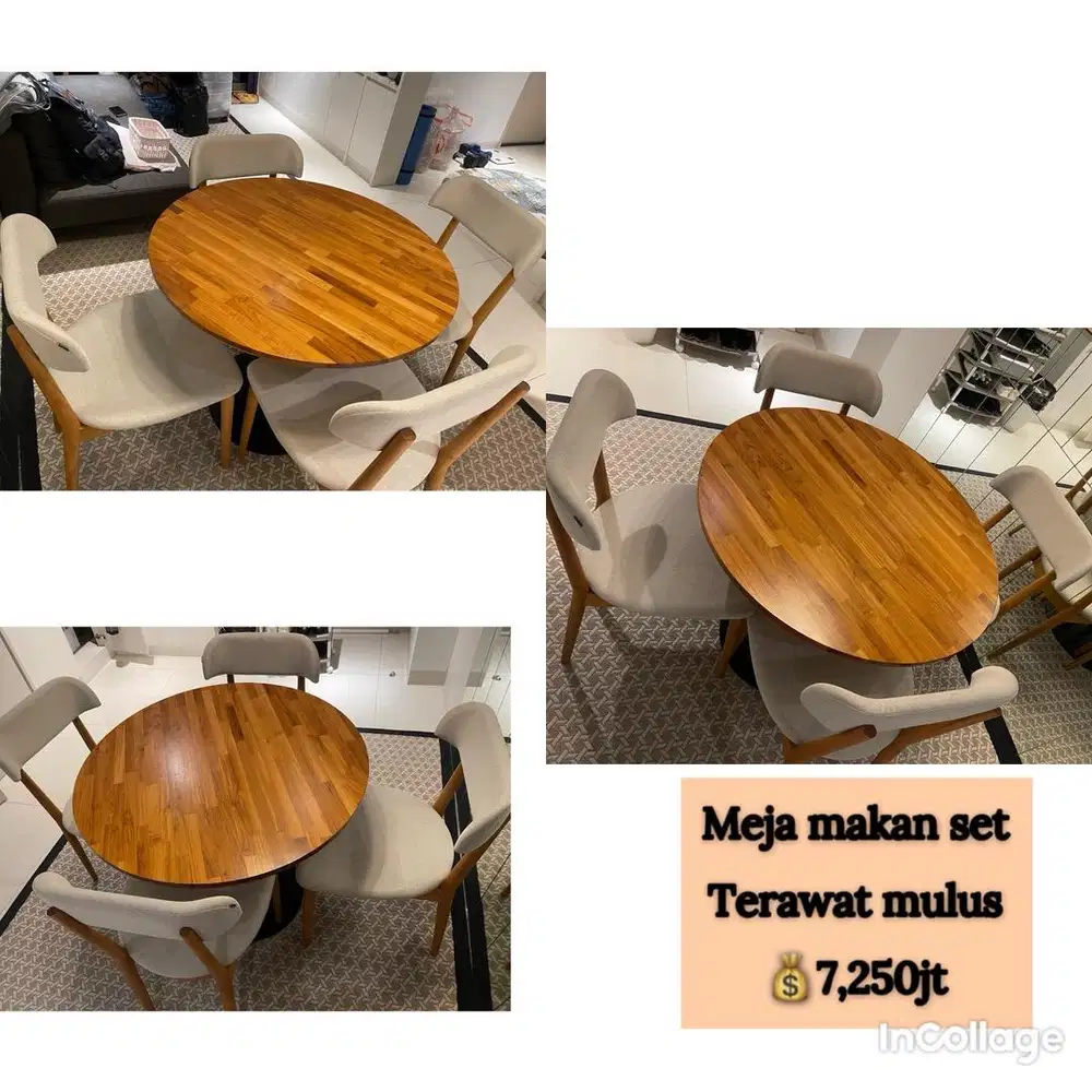 Meja Makan Set Kayu Aesthethic