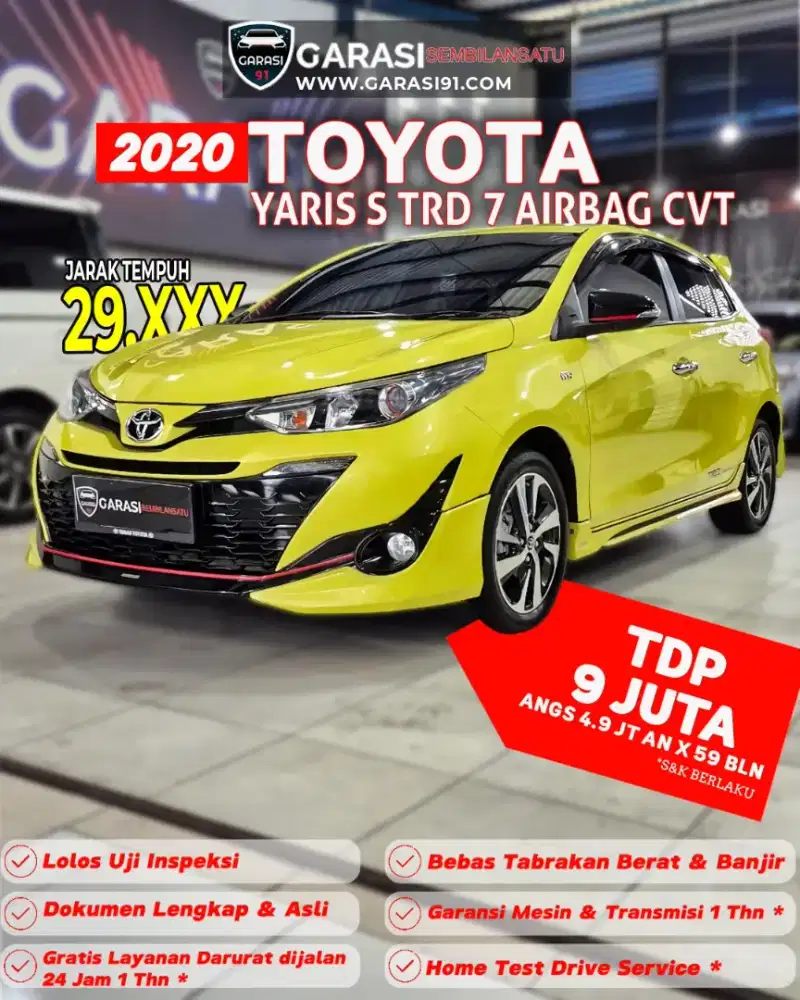 YARIS S TRD CVT 2020 7 AIRBAG KM 29 RB