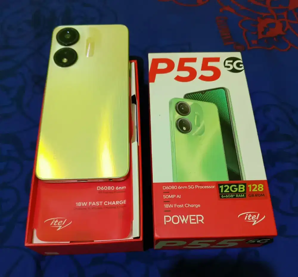 Itel P55 5G RAM 6+6/128GB Android 13 Fullset Mulus No Minus