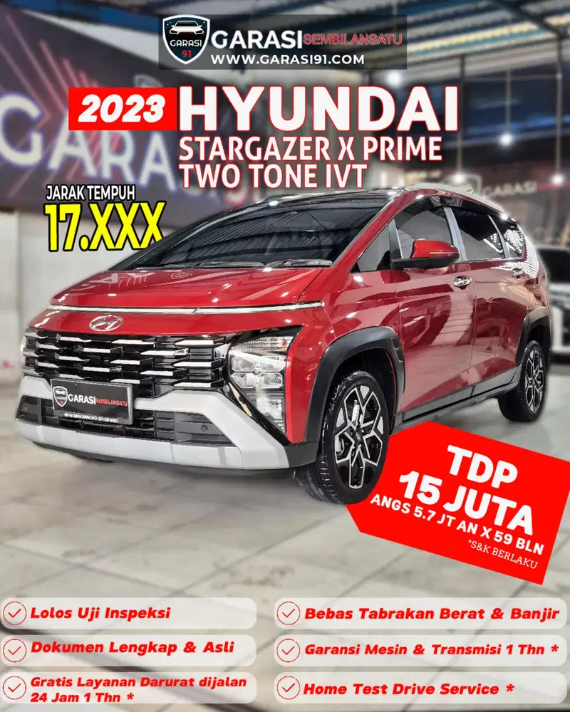 HYUNDAI STARGAZER X PRIME IVT 2023 TWO TONE KM 17 RB