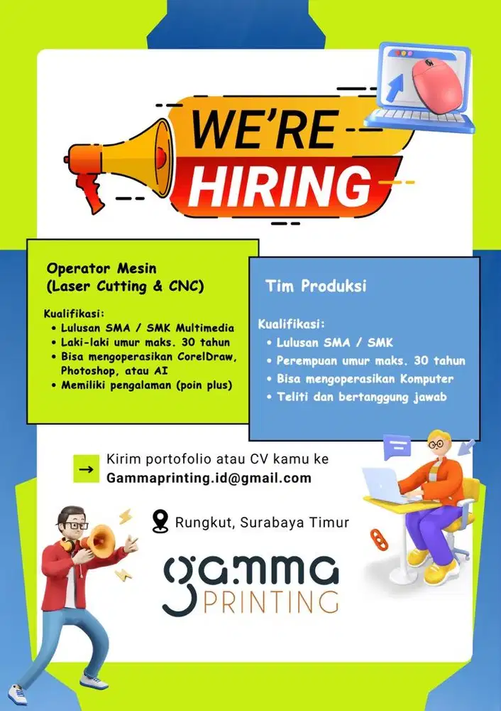 Lowongan Kerja Bagian Tim Produksi Toko Percetakan Surabaya Timur