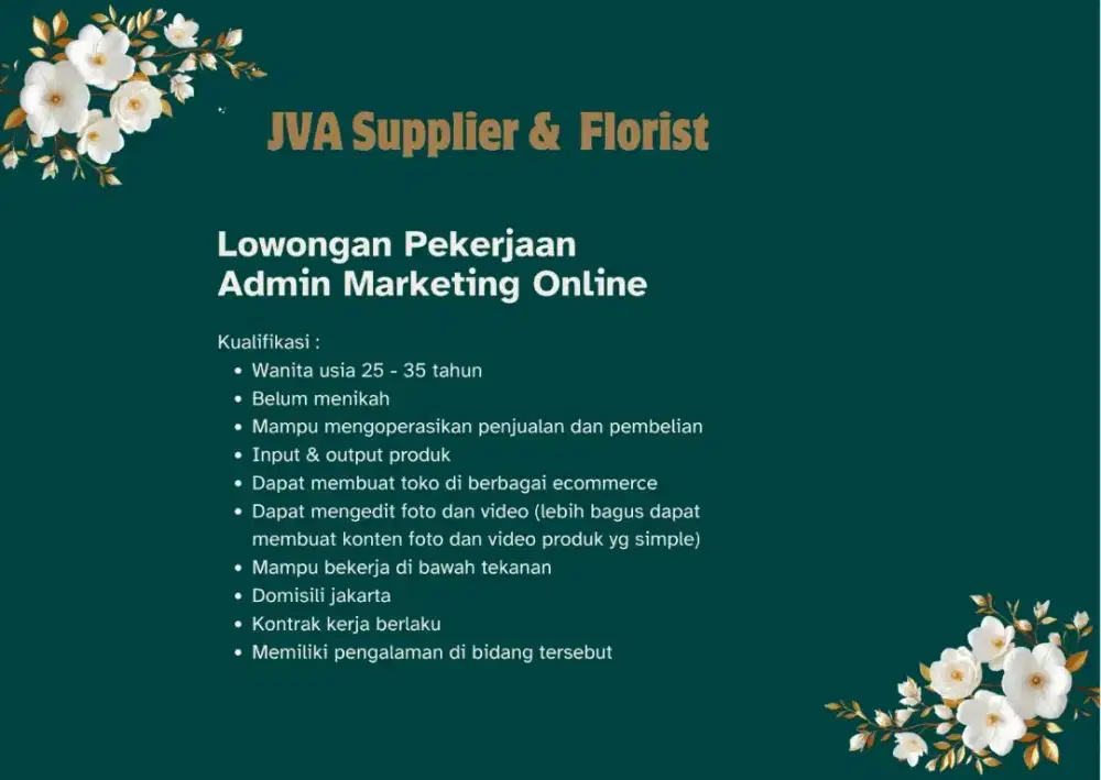 Lowongan Kerja Admin Marketing Online