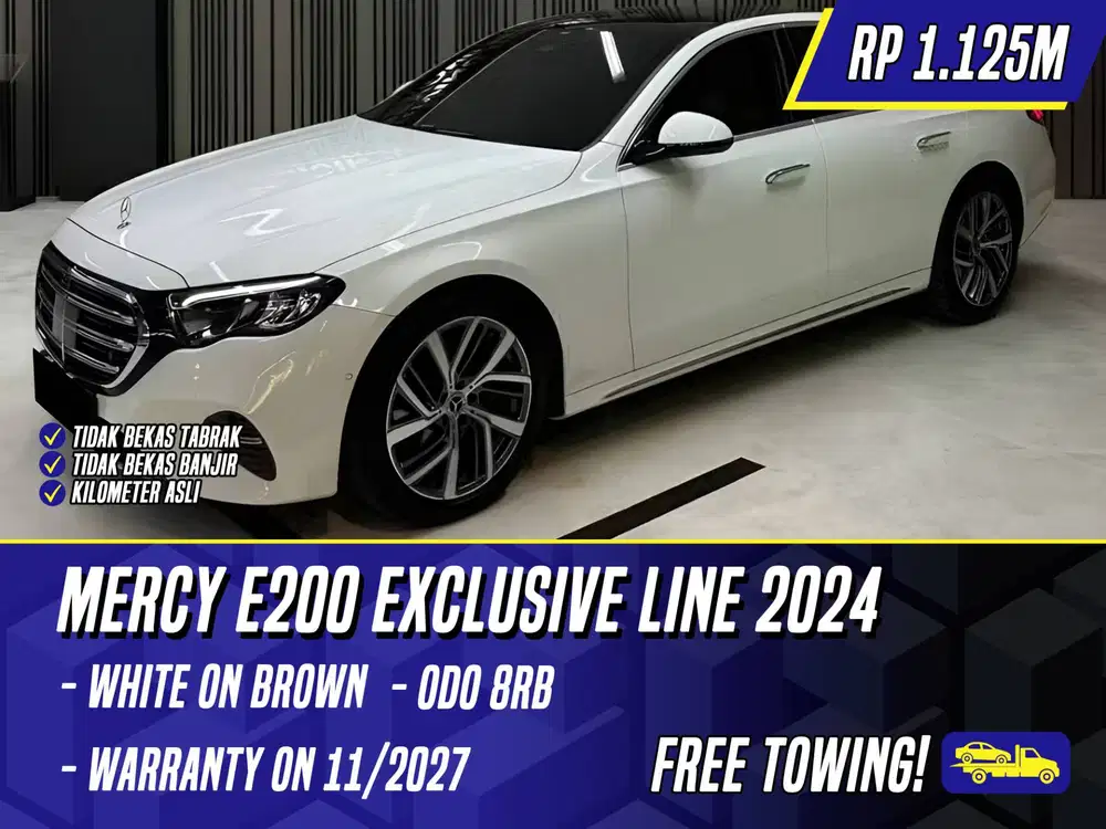 Mercedes Benz E200 Exclusive Line 2024 White on Brown Putih Mercy