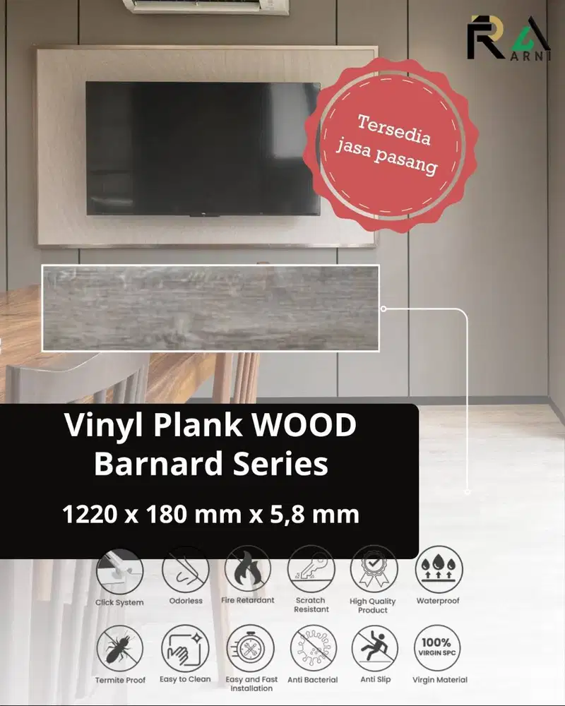 Vinyl Plank Woodgrain Barnard Series 5.8mm | 1220x180mm | 1.76m²/Box |