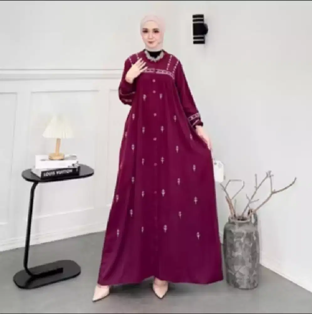 Gamis rayon warna brugundy