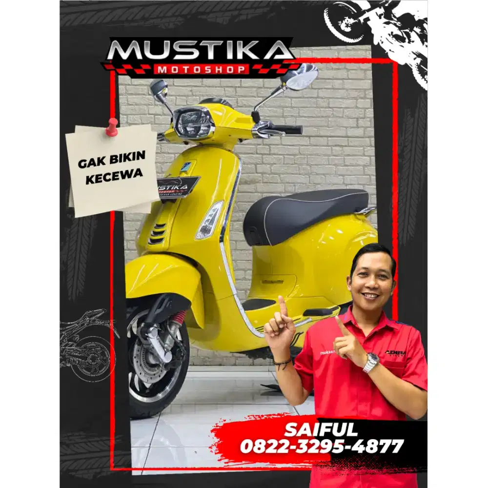 Perfect Condition!!Vespa Sprint ABS 2022 Yellow Plat Jatim-Mustika