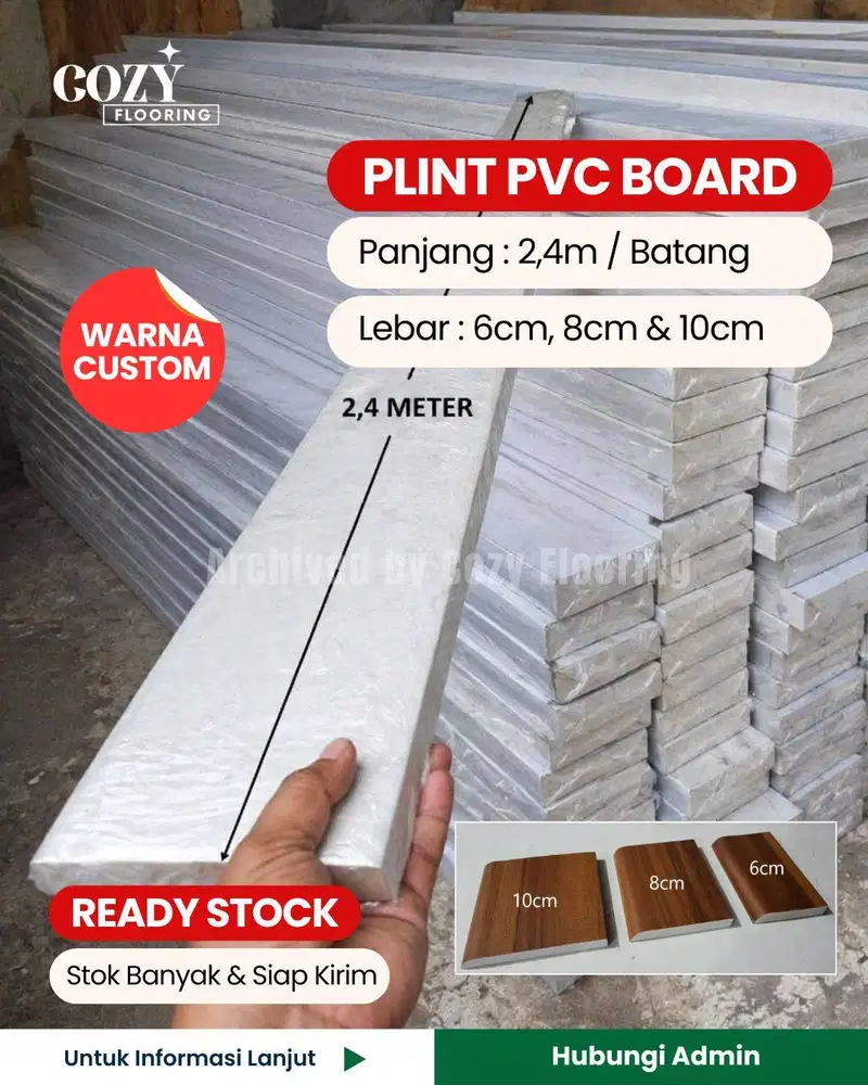 list plint pvc board lebar 6cm / 8cm / 10cm list skirting per batang a