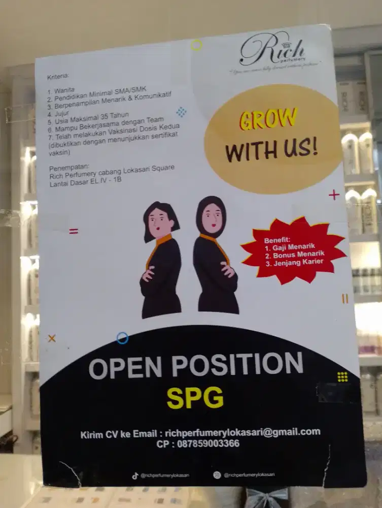 Di butuhkan lowongan untuk perempuan