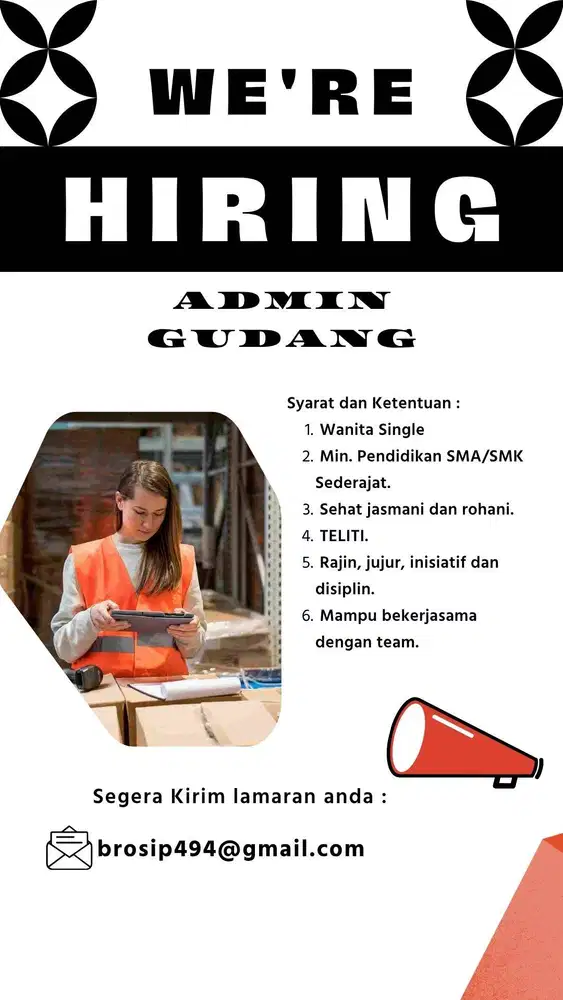 DIBUTUHKAN SEGERA ADMIN GUDANG