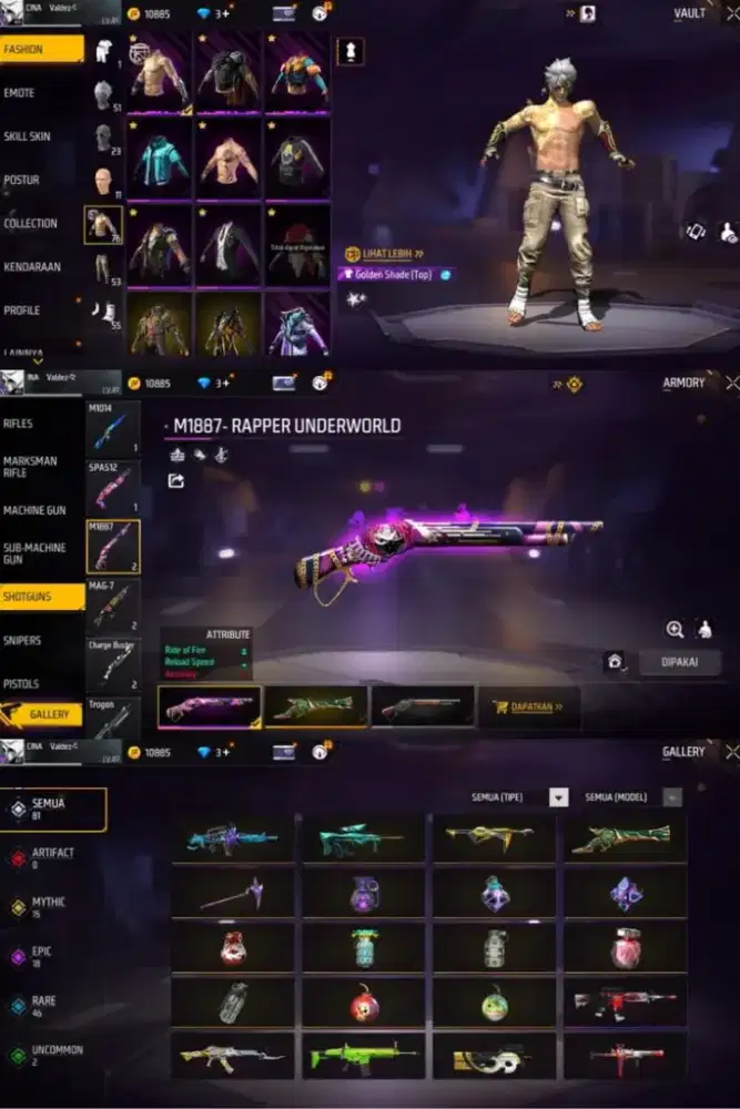 Akun free fire spek SG riper polosan