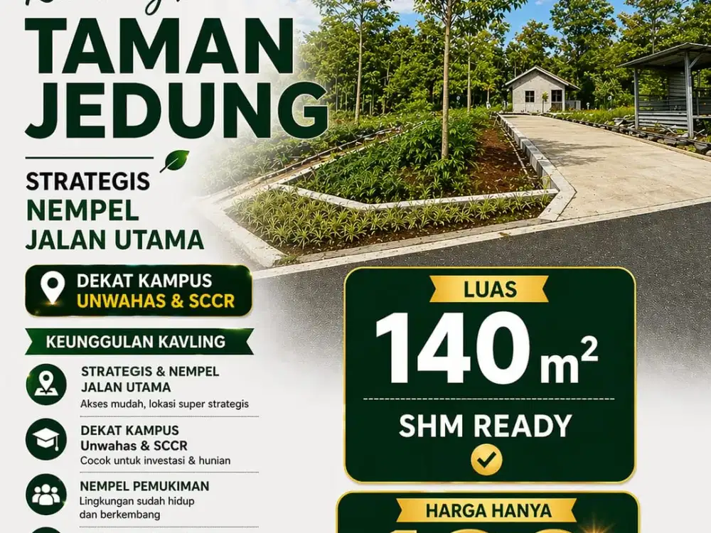 Tanah Kavling SHM Ready tinggal 1 unit di jalan raya Jedung nongkosawit gunungpati
