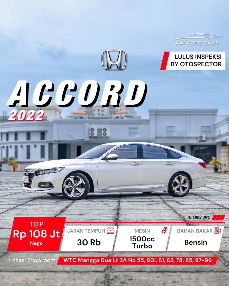 [KM 30 RB] Honda Accord 2022 Sensing Low KM 2023 Sunroof