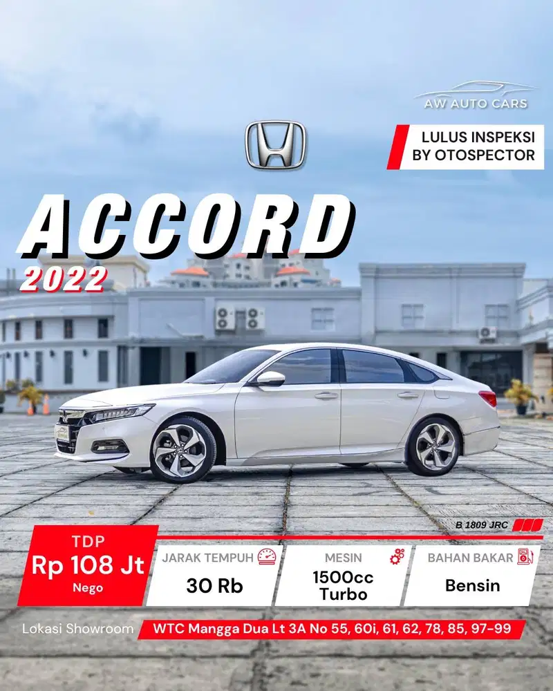 [KM 30 RB] Honda Accord 2022 Sensing Low KM 2023 Sunroof 2021