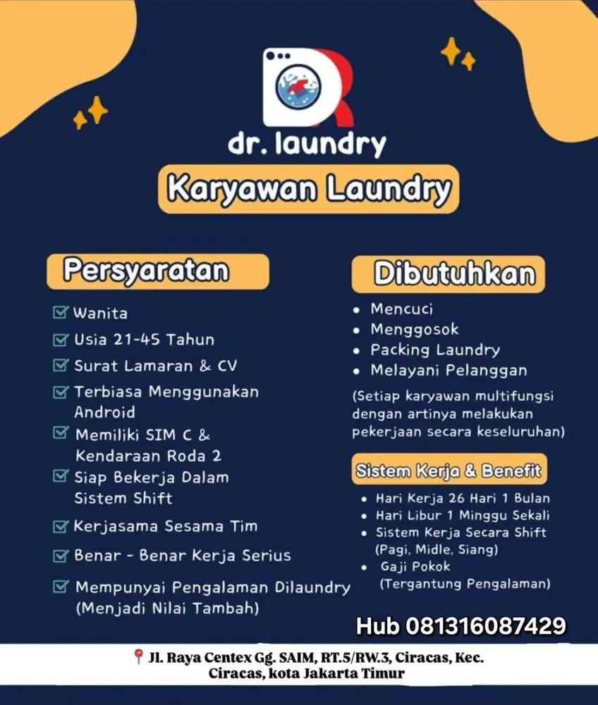 Dibutuhkan Karyawati Laundry