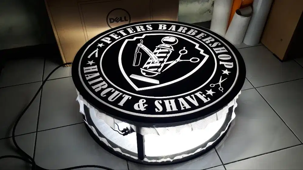 Plang Nama Huruf Timbul Indoor Outdoor Letter LED Neon Box Barbershop