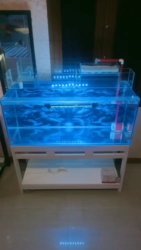 Aquarium 100x40x40 full 8mili fullset mulus tinggal isi air