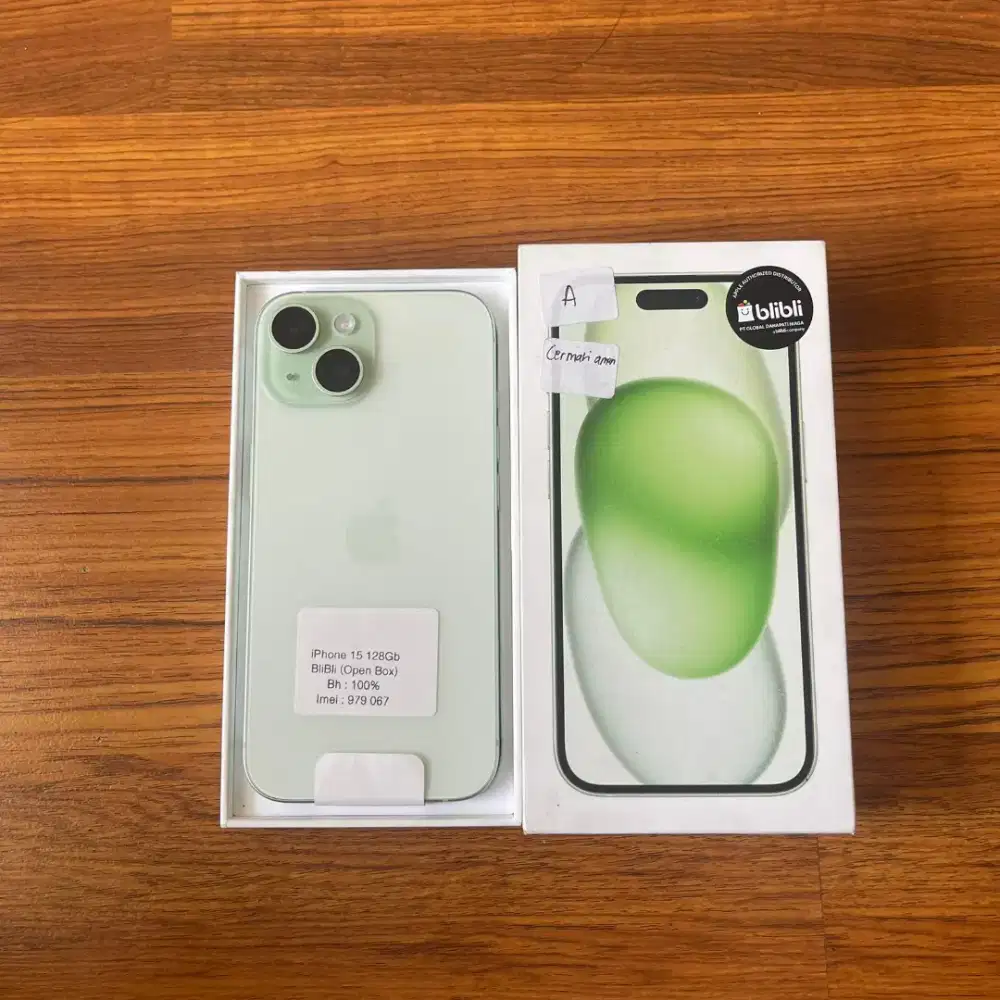 iPhone 15 128GB Green iBox Open Box Belum Aktivasi Like New