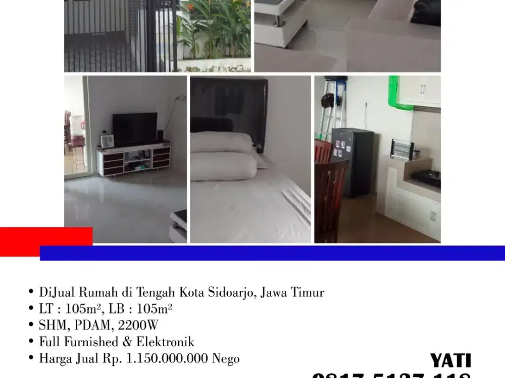DiJual Rumah di Tengah Kota Sidoarjo, Jawa Timur