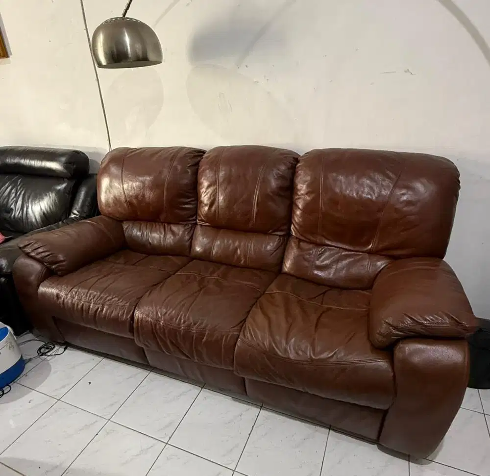 SOFA RECLINER M&D FULL LEATHER GENUINE ( KULIT ASLI )