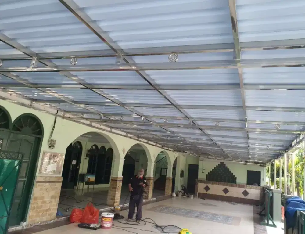 Canopy ,rangka stainlis atap alderon