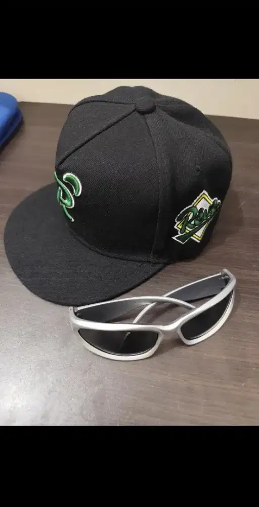 Jual topi bordir + kacamata silver