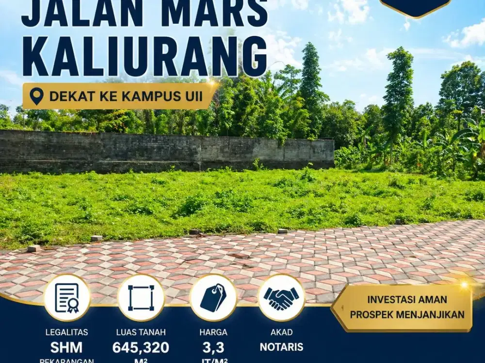 Tanah Jogja Kost Area Kampus UII Kaliurang SHM Pekarangan