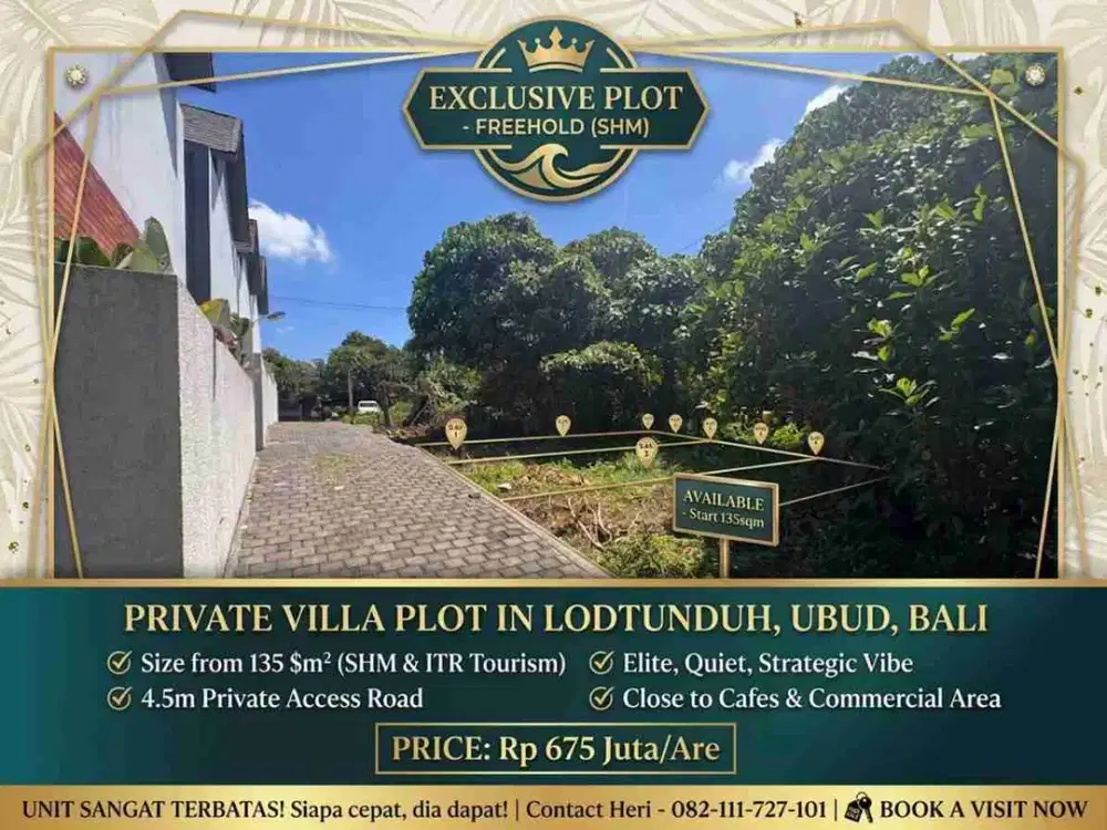 Tanah Kavling ITR Pariwisata di Ubud Gianyar Bali