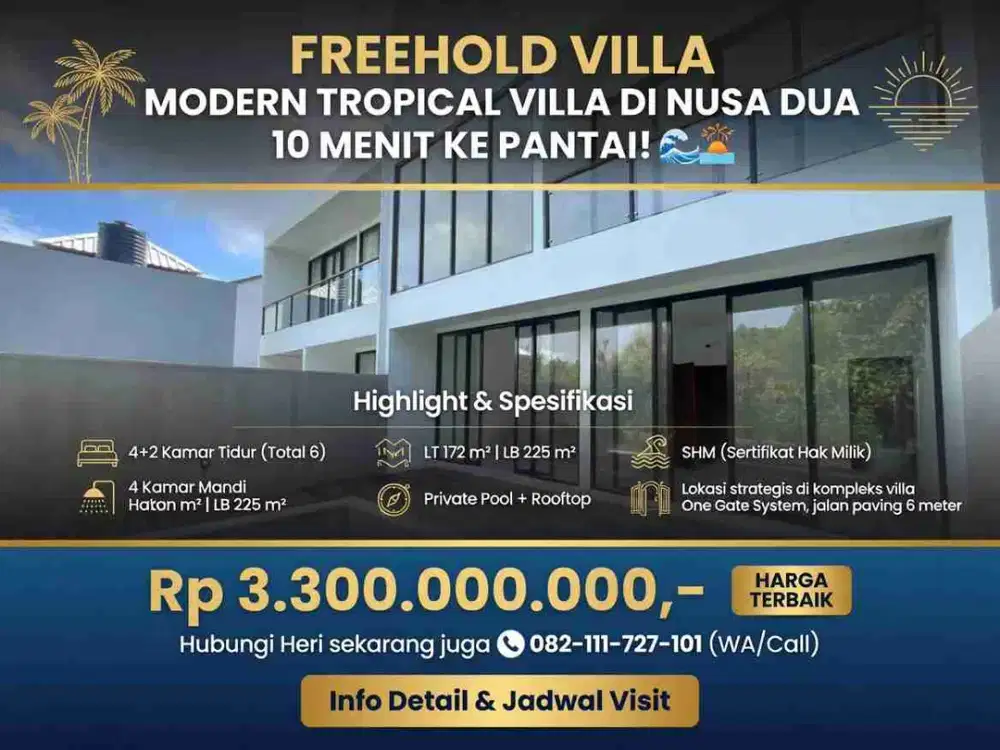 Villa Baru di Kawasan Pariwisata Nusa Dua Kuta Selatan Badung Bali