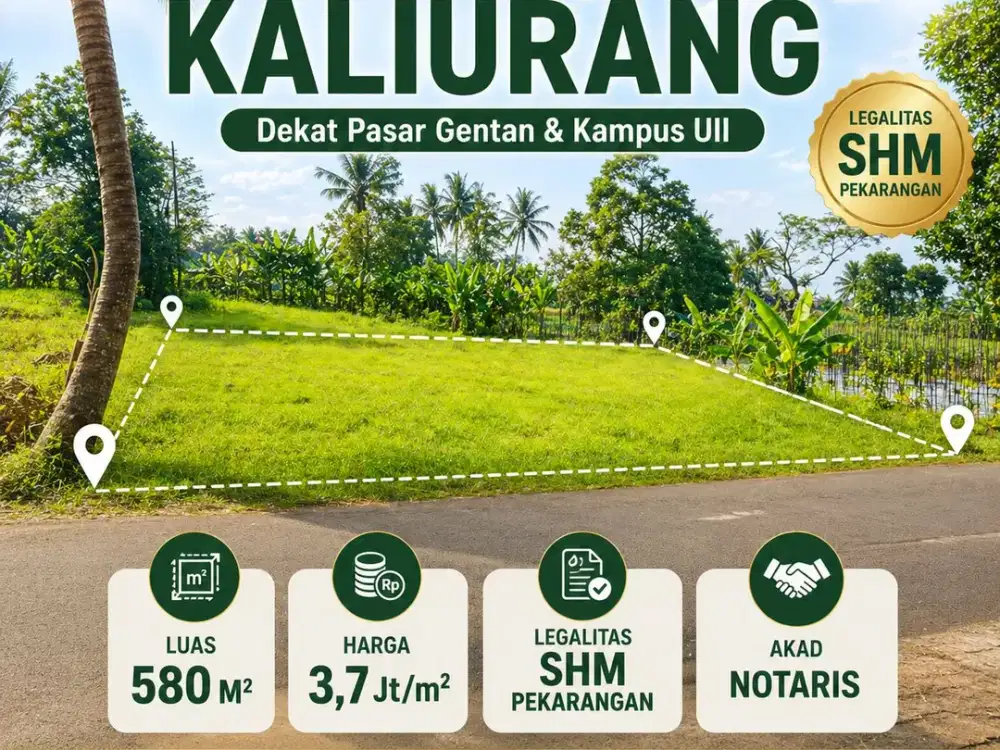 tanah kaliurang km 9  dekat pasar gentan & kampus UII